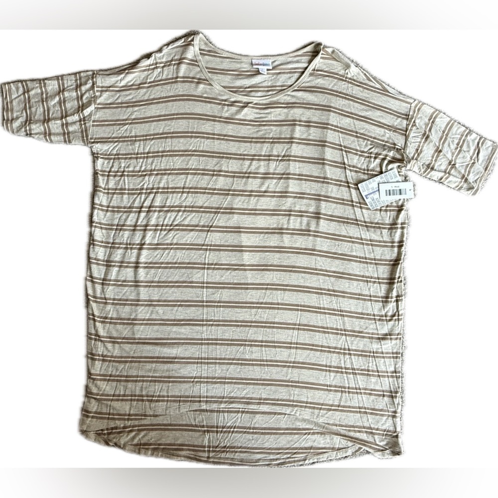 LuLaRoe Beige and Light Brown Striped Irma T